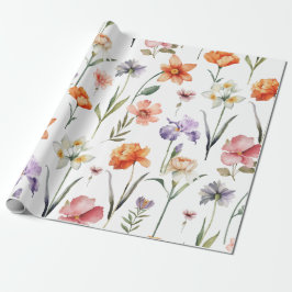 Papel De Presente Floral Botânico de Flor Selvagem Moderna