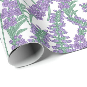 Papel de Presente Floral Botânico de Lavanda