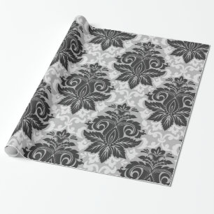 Papel De Presente Floral branco-preto