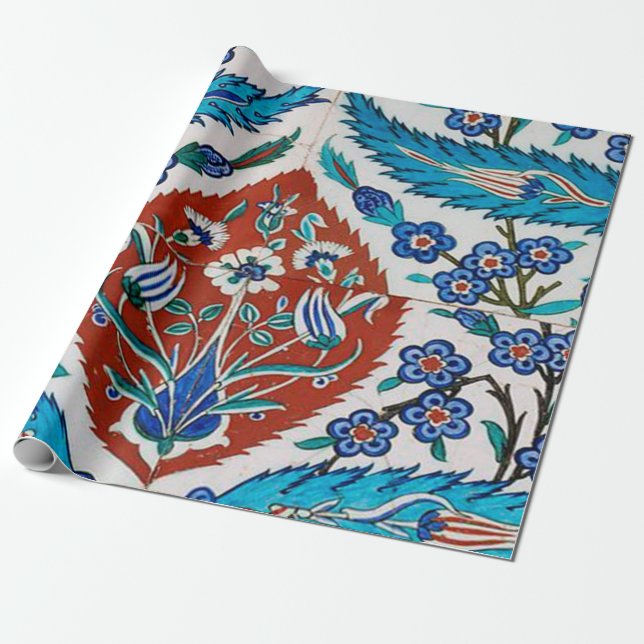 Papel De Presente Floral Cerâmica Turca (Desenrolado)