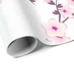 Papel De Presente Floral Cherry Blossoms Wraping Paper<br><div class="desc">Este papel de embrulho de casamento mostra galhos bonito de cereja rosa-flor em um fundo branco.</div>