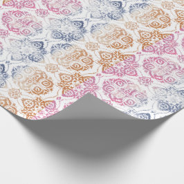 Papel De Presente Floral Chic Boho Watercolor Rosa e Azul
