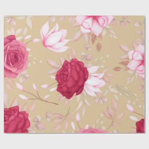 Papel De Presente floral cor-de-rosa marrom
