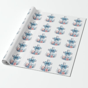 Papel De Presente Floral Cross Coquette Jesus Arco Religião Cristã