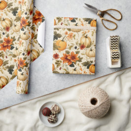 Papel De Presente Floral de Abóbora