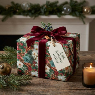 Papel De Presente Floral de Férias de Natal