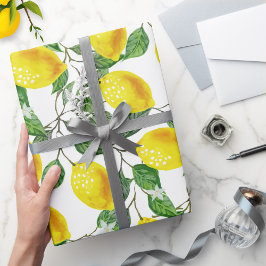 Papel De Presente Floral de Fruta de Limão Fresco