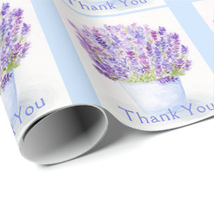 Papel De Presente Floral de Lavanda de aquarela com pintura manual
