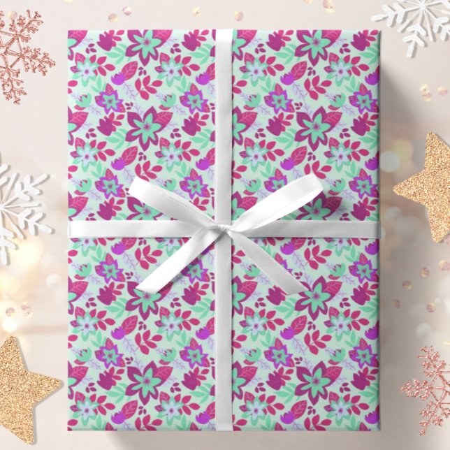 Papel De Presente Floral de Natal Botânico Moderno (Criador carregado)