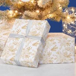 Papel De Presente Floral de Natal da Linha Dourada Elegante