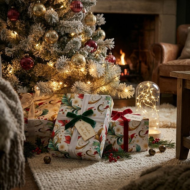 Papel De Presente Floral de natal girado (Criador carregado)