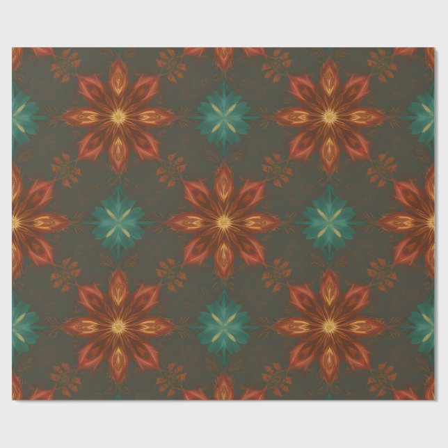 Papel De Presente Floral de Natal Inspirado na Renascença (Aberto)