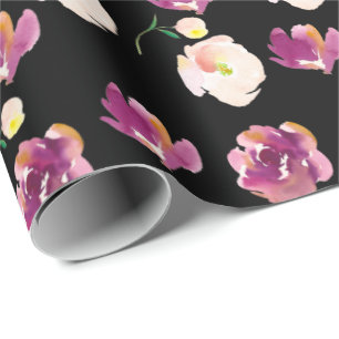 Papel De Presente Floral de Pêssego Negro