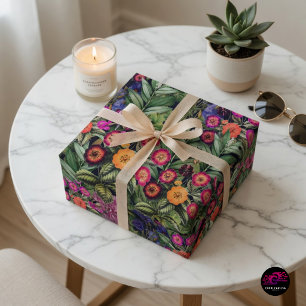 Papel De Presente Floral de Prado Rosa