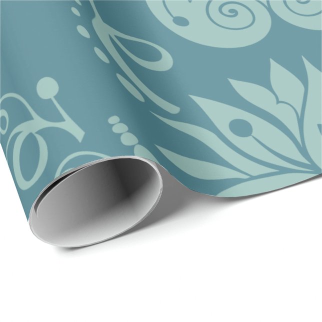 Papel De Presente Floral decorative light blue ornate pattern  (Criador carregado)