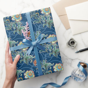Papel De Presente Floral Dourado Barroco Elegante