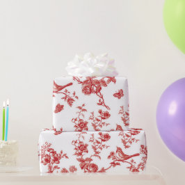 Papel De Presente Floral e Birds Toile