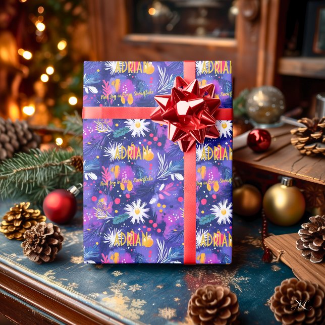 Papel De Presente Floral e Pinheiro Personalizados (Criador carregado)