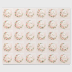 Papel De Presente Floral Eid Mubarak – Presente Islâmico Rosa Bege