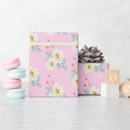 Papel De Presente Floral Elegante Aquarela Branca