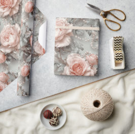 Papel De Presente Floral Elegante Rosa Rosa Rosa Rosa Rosa Rosa Vint