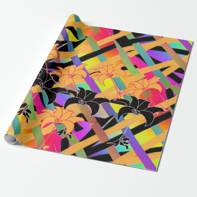 Papel De Presente Floral Entrelaçada (Desenrolado)