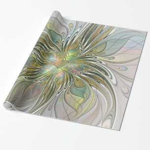 Papel De Presente Floral Fantasy Moderna Arte Fractal Flor Com Doura