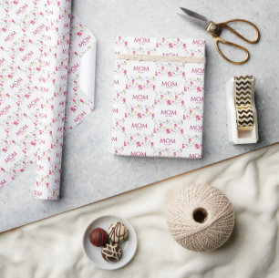 Papel De Presente Floral Flor Silvestre Mãe Estabelecida