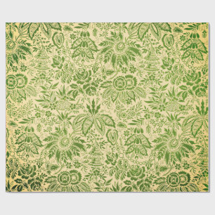 Papel De Presente Floral flores verdes bonitos vintage 