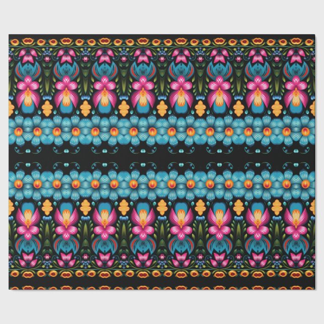 Papel De Presente Floral Folk Art Modern (Barra)