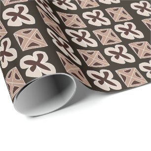 Papel De Presente Floral Geométrico Moderno de Meados do Século