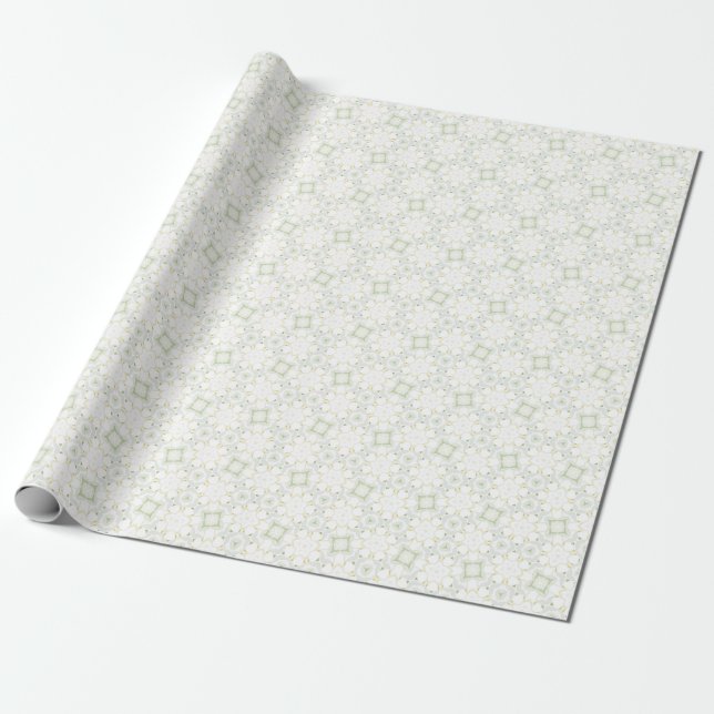 Papel De Presente Floral Geométrico Neutro Suave (Desenrolado)