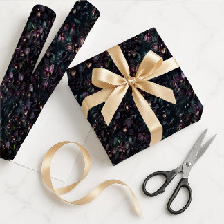 Papel de Presente Floral Gótico Maximalista Orquíd
