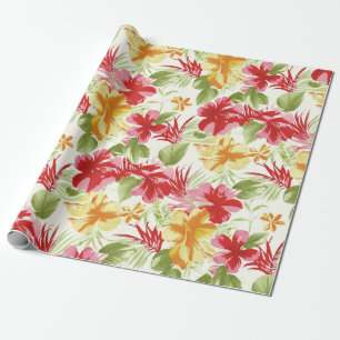 Papel De Presente Floral havaiano do hibiscus tropical