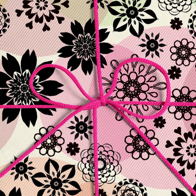 Papel De Presente Floral Impressão Pop Pattern Cute Girly Boho Hippi (Criador carregado)