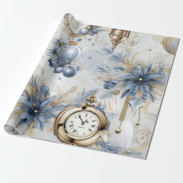 Papel De Presente Floral inspirado na Vintage Azul