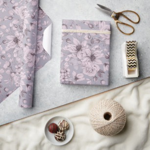 Papel De Presente Floral Lavanda Desbotada