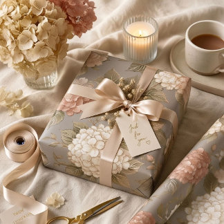 Papel De Presente Floral Neutro | Cottagecore de Hortênsia Bege
