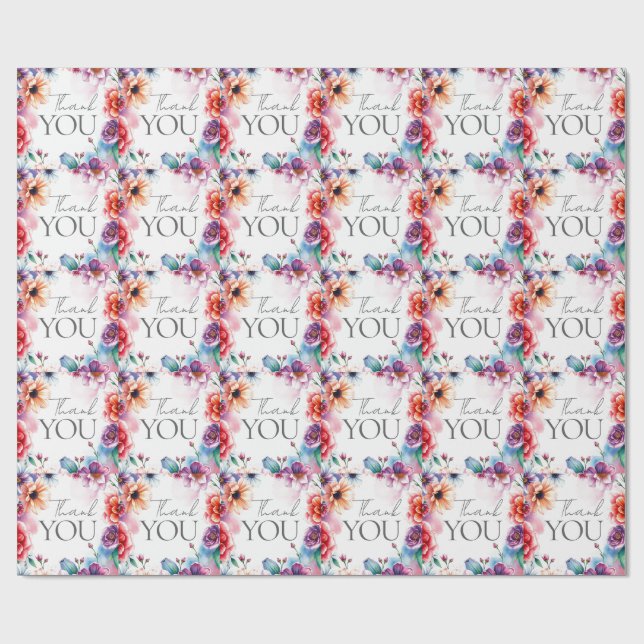 Papel De Presente Floral Obrigado Elegante Moderno Simples Moderno (Aberto)