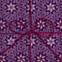 Papel De Presente Floral Paisley Dark Roxo Púrpura Padrão Girly