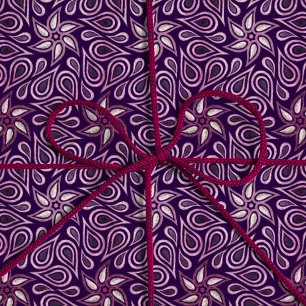 Papel De Presente Floral Paisley Dark Roxo Púrpura Padrão Girly