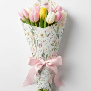 Papel De Presente Floral Páscoa Flor de Primavera Pastel