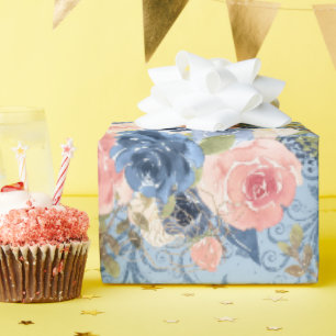 Papel De Presente Floral Pastel Claro Rosa Bege Suave e Lavanda