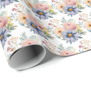Papel De Presente Floral Pastel de Primavera