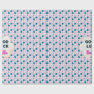 Papel De Presente Floral personalizado e customizado em tons de azul