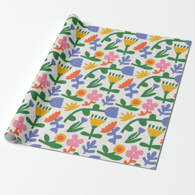 Papel De Presente Floral primavera Divertido (Desenrolado)
