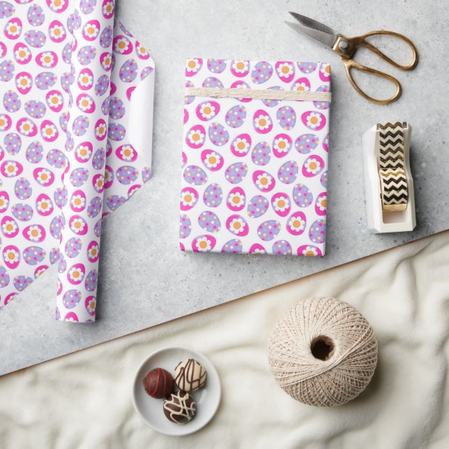 Papel De Presente Floral Púrpura Púrpura, Cor-de-rosa, de Páscoa-bra (Artesanato)