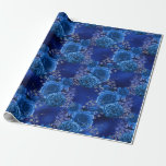 Papel De Presente Floral Real Azul e Prata<br><div class="desc">Papel floral de cor d'água ventilado com azul real e prata da moda.</div>