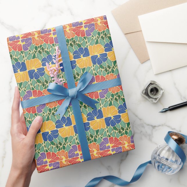 Papel De Presente Floral Retro (Presentear)