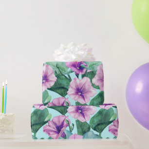 Papel De Presente Floral Retro Morning Glory 